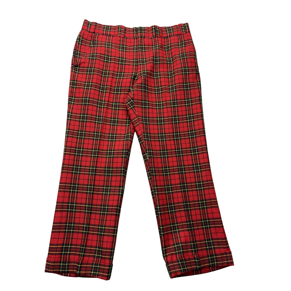 Vintage Hickey Freeman Pants Mens 37x29 Red Tartan Plaid Wool Flannel Christmas